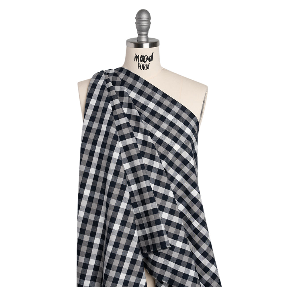 Cotton Oxford Shirting - Navy, Gray and White Checks - Deadstock - Joann Fabrics