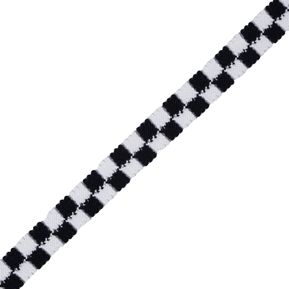 Black and White 2 Row Checkered Crochet Trim - 1