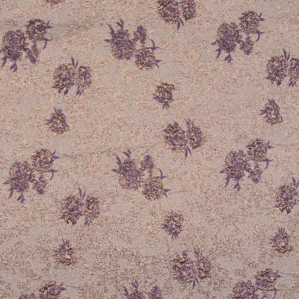 Pansy Purple and Gold Luxury Floral Metallic Brocade - Joann Fabrics