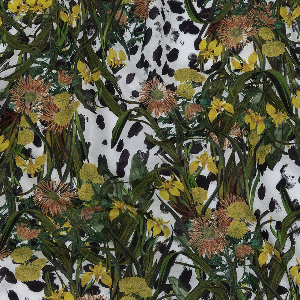 Mercerized Organic Egyptian Cotton Voile - Spotted Iris and Chrysanthemums - Toulouse Collection - Joann Fabrics