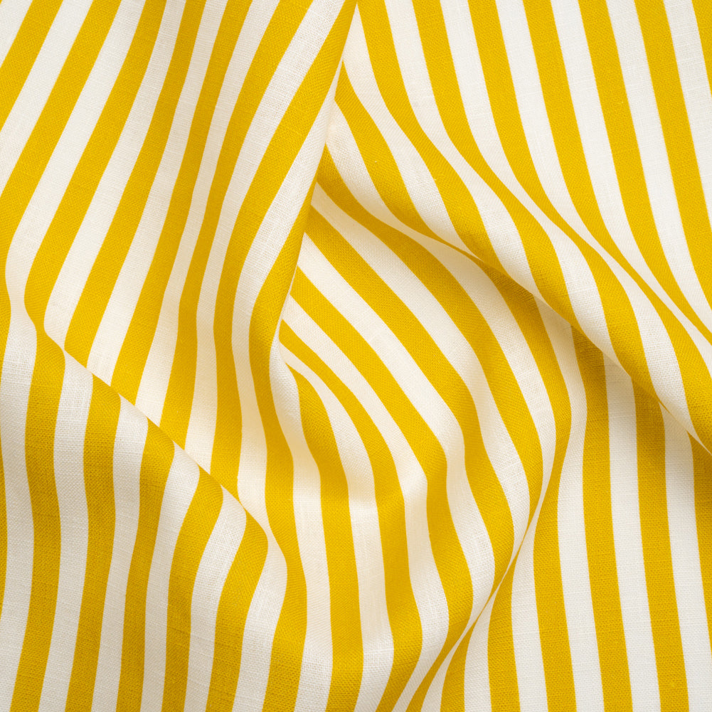 Medium Weight Linen Woven - Citrus Yellow Stripes - Lydia Collection - Joann Fabrics