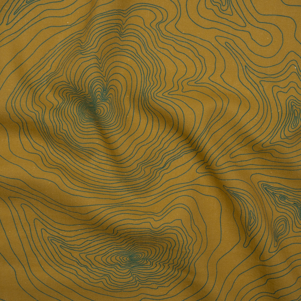 Linen and Rayon Woven - Olive and Hunter Green Abstract Lines - Topographic Map Print - Mood Exclusive Acadia Collection - Joann Fabrics
