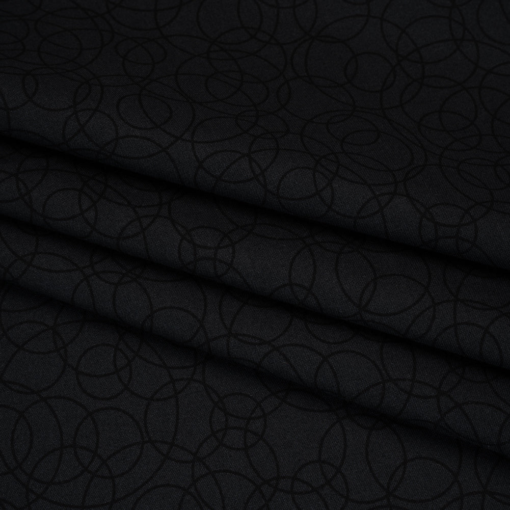 Printed Quilting Cotton by Patrick Lose for Northcott - Black on Black Tangled Circles - Basically Black & White Collection - Joann Fabrics