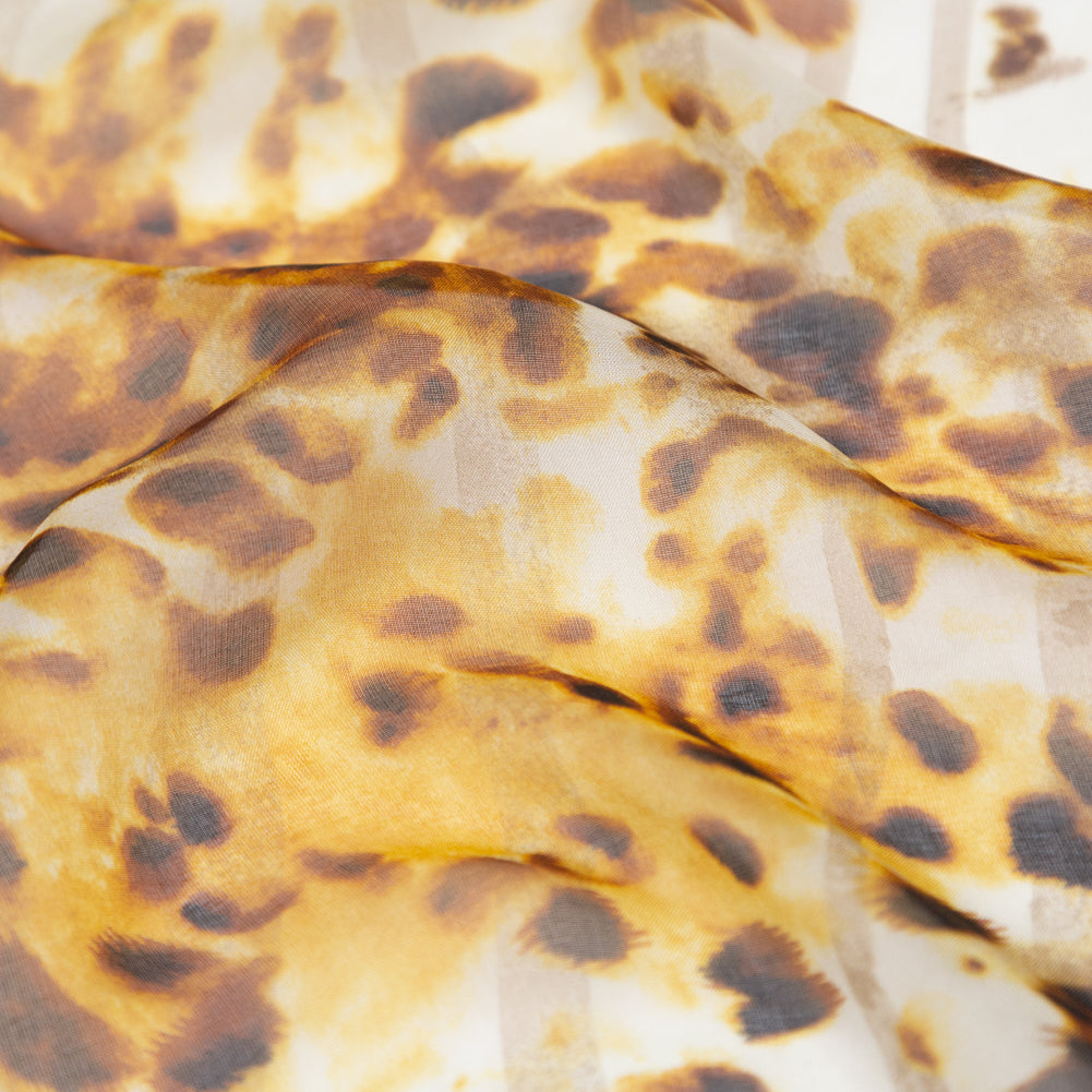Honey Mustard, Cream Gold and Taupe Animal Printed Silk Chiffon - Joann Fabrics