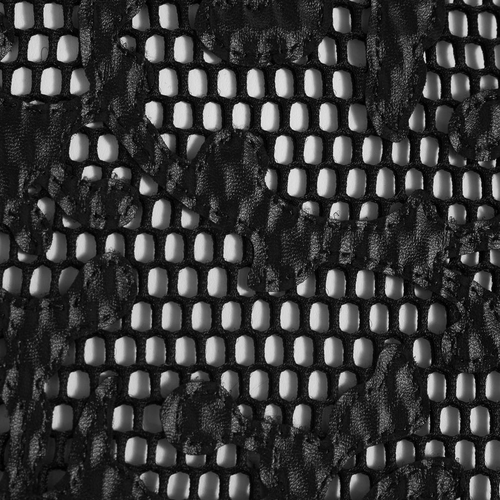 Wonder Mesh with Floral Faux Leather Embroidered Borders - Black - Joann Fabrics