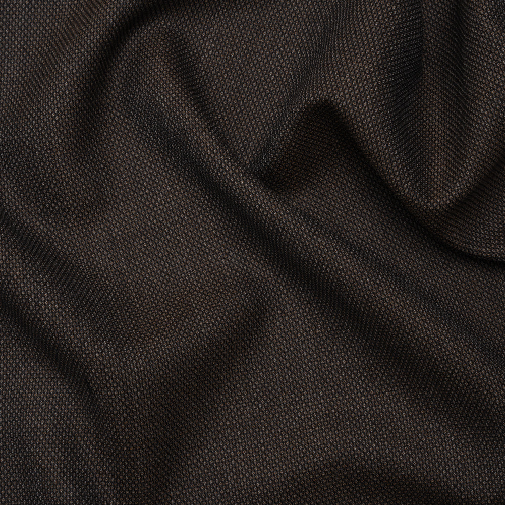 Super 130 Wool Dobby Suiting Made in Italy - Black and Brown Birdseyes - Deadstock - Joann Fabrics
