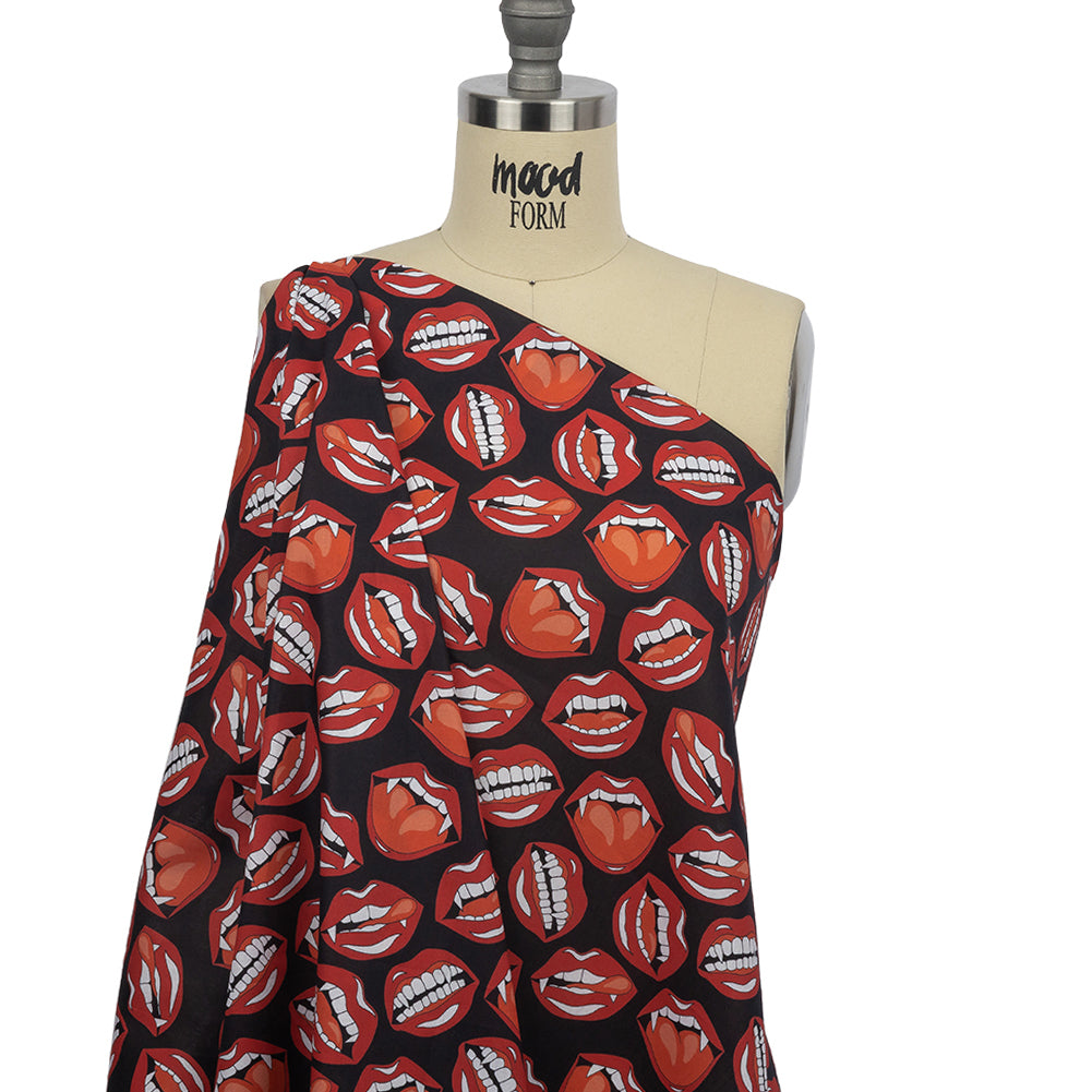 Mercerized Organic Egyptian Cotton Voile - Red and Black Vampire Lips - Toulouse Collection - Joann Fabrics