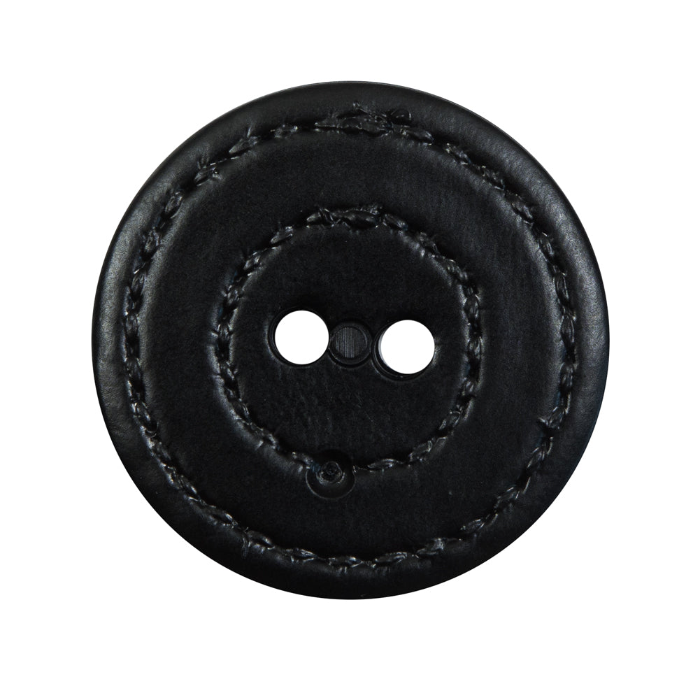 Black Faux Leather Plastic 2-Hole Button - 44L/28mm - Joann Fabrics