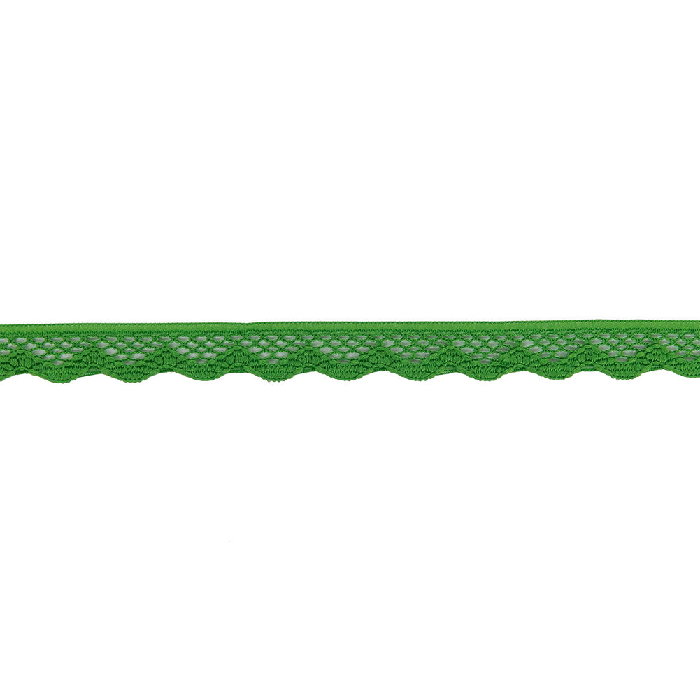 Grass Green Scalloped Edge Lace Geometric Trimming - 0.5