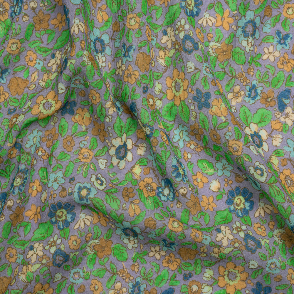 Crinkled Cotton Gauzy Woven Print - Green, Orange and Purple Floral - Mood Exclusive The Perks of Being - Joann Fabrics