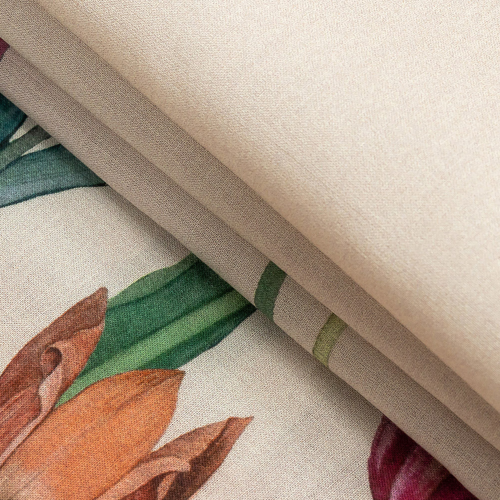 Cotton Voile - Pink, Red and Yellow Tulips Border - Camminata Print - Mood Exclusive Viso Collection - Joann Fabrics