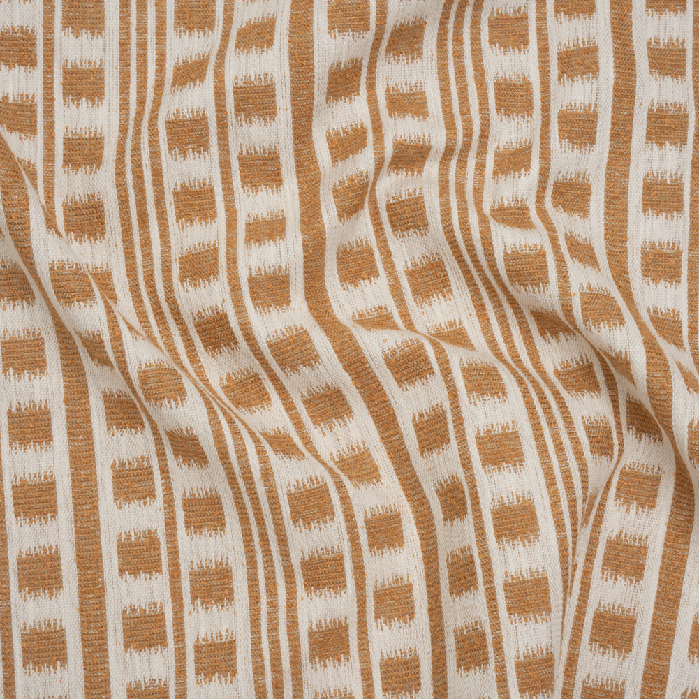 Polyester and Cotton Home Decor Jacquard - Tangerine Ikat Squares in Stripes - British Imported - Joann Fabrics