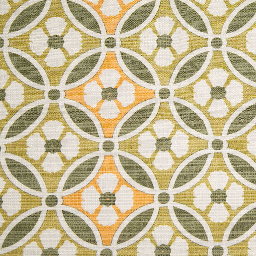 Spanish Green/Orange Floral Geometric Poly/Cotton Canvas - Joann Fabrics