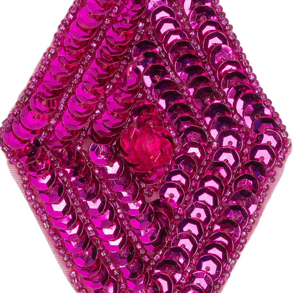 Vintage Fuchsia Sequins and Beaded Diamond Applique - 5