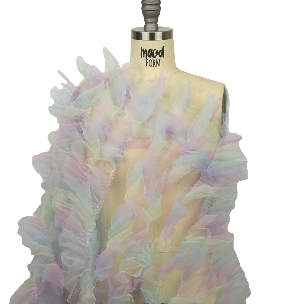 Pastel Rainbow Abstract Watercolor Printed Ruffled Tulle - Joann Fabrics