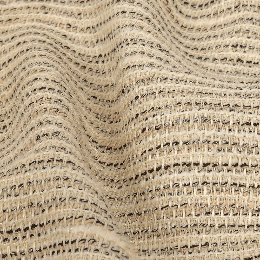 Ivory and Black Broken Stripes Cotton Tweed - Joann Fabrics