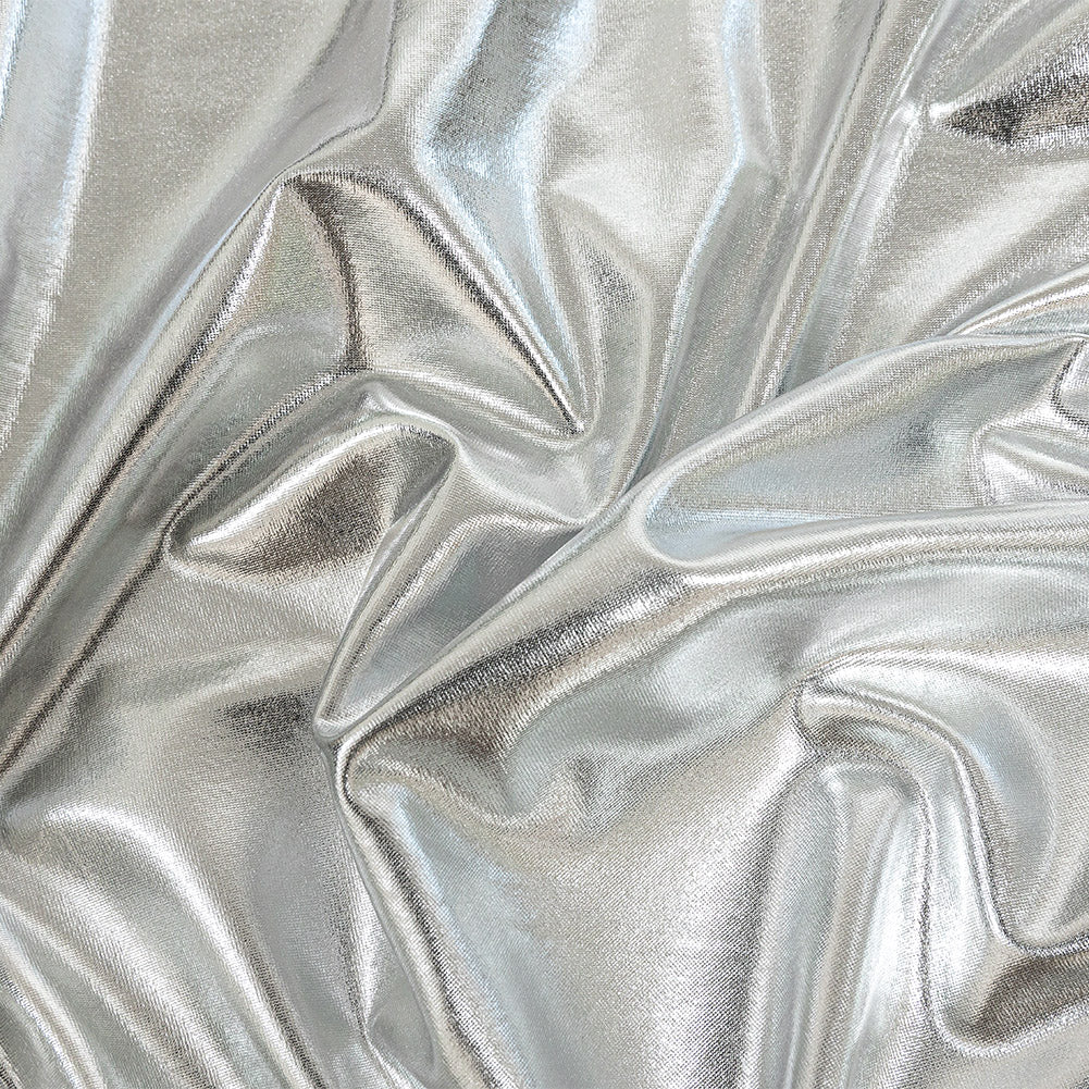 All-Over Foil Faux Leather Spandex - Silver - Curitiba Collection - Joann Fabrics