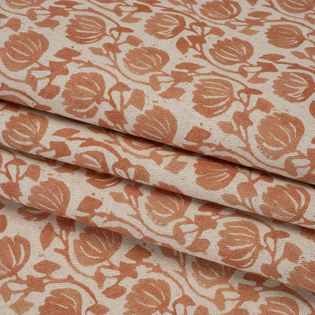Cotton and Linen Canvas Print - Ginger Block Print Florals - British Imported - Joann Fabrics