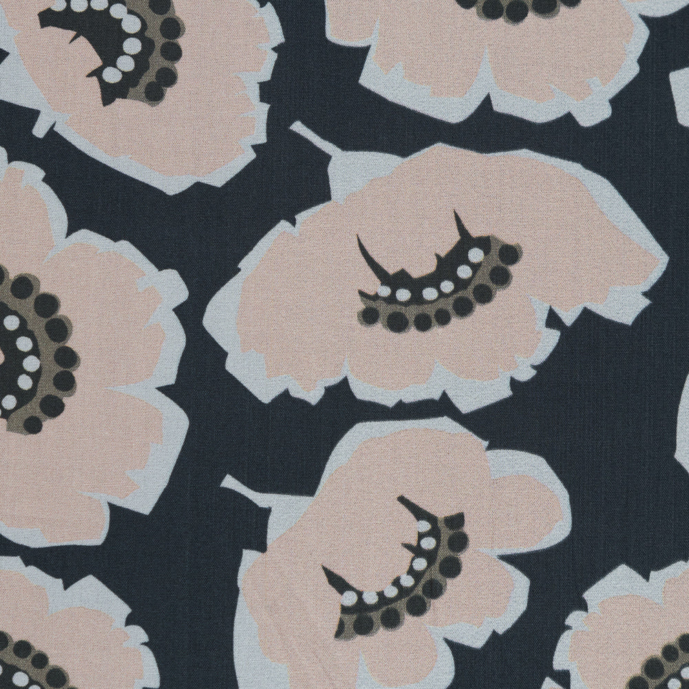 European Navy and Peach Floral Cotton Poplin - Joann Fabrics