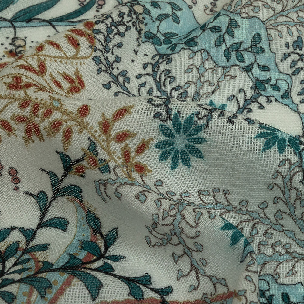 Cotton Gauze - Blue Plants and Florals - Mood Exclusive Storybook Illustrations Print - Joann Fabrics