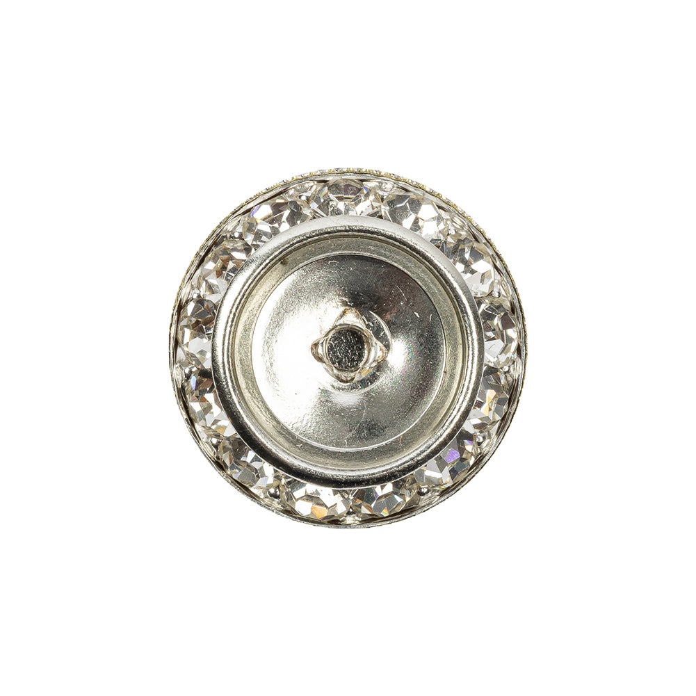 Vintage Crystal Rhinestones and Silver Metal Sawtooth Edge Shank Back Button With No Center - 34L/21.5mm - Joann Fabrics