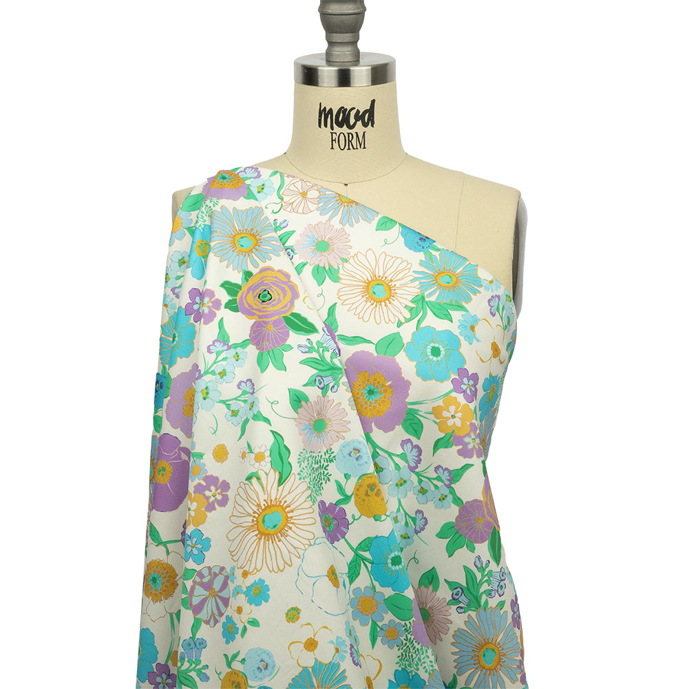 Mood Exclusive Blue Wonderblooms Stretch Cotton Sateen - Joann Fabrics
