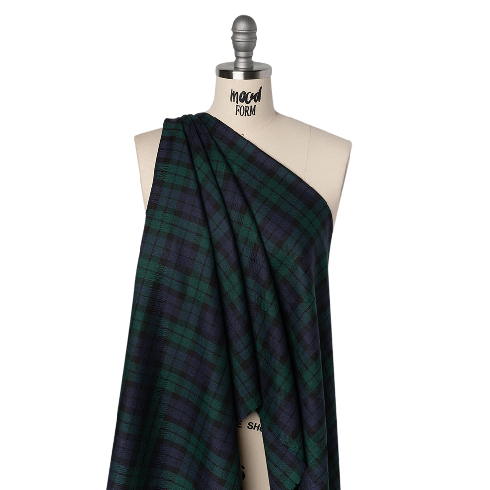 Virgin Wool Twill Made in Italy - Blue and Green Black Watch Plaid - Joann Fabrics