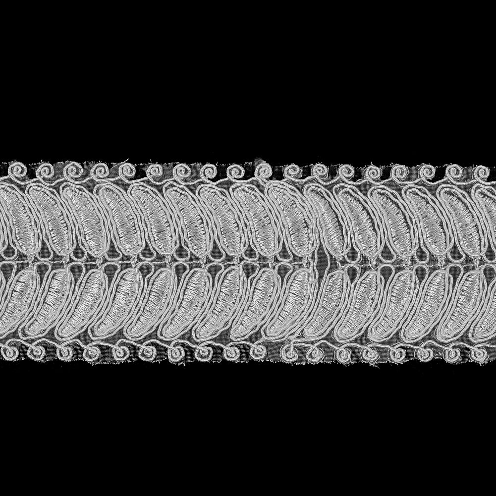 Off-White Heavily Embroidered Tulle Trimming - 2