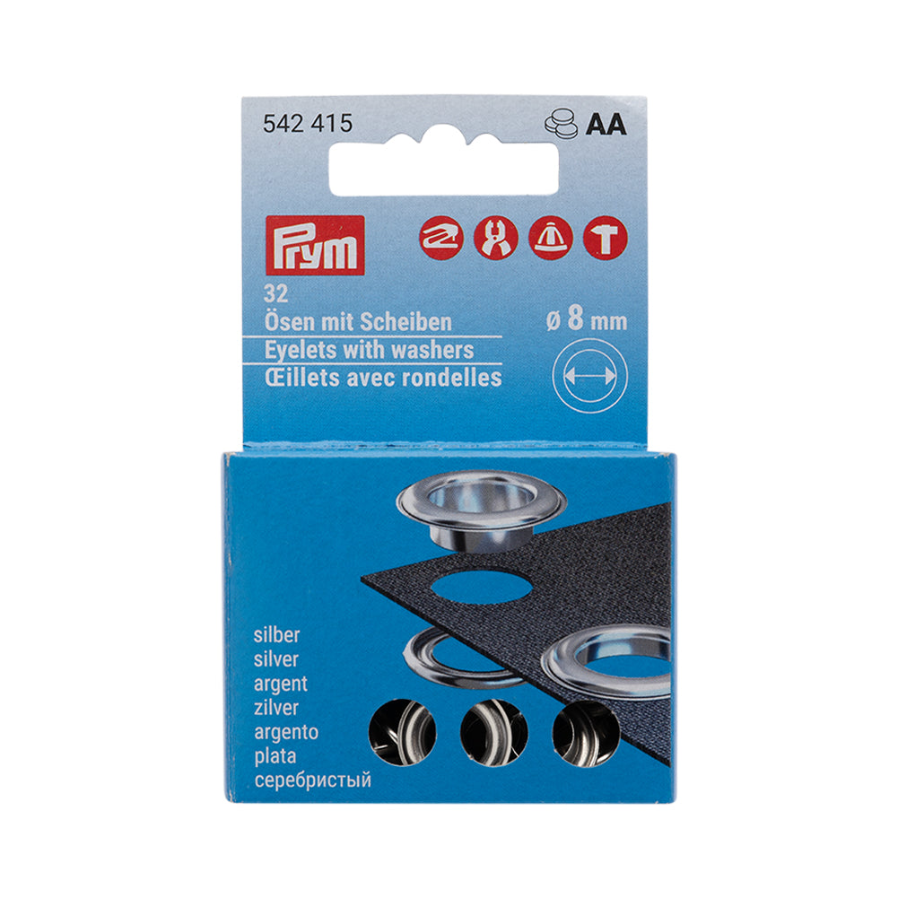 Prym Eyelets with Washers Refill - Silver 8mm - 32pc - Joann Fabrics