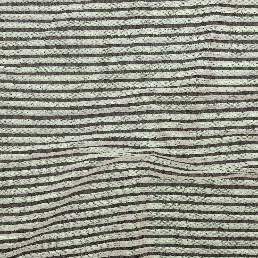 Netting with Baby Sequins - Glittery Green and Pink Iridescent Stripes on White - Joann Fabrics