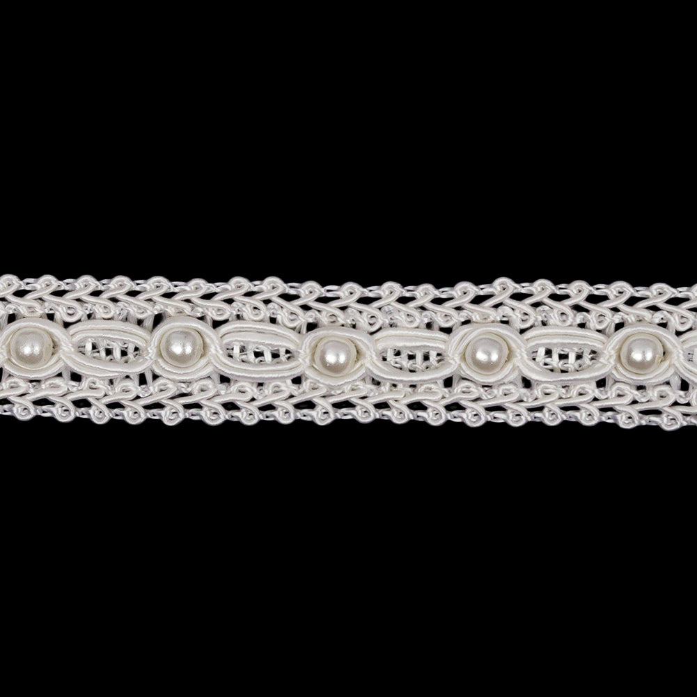 Vintage Pearl Gimp Braided Trim with Pearl Accents - 0.625