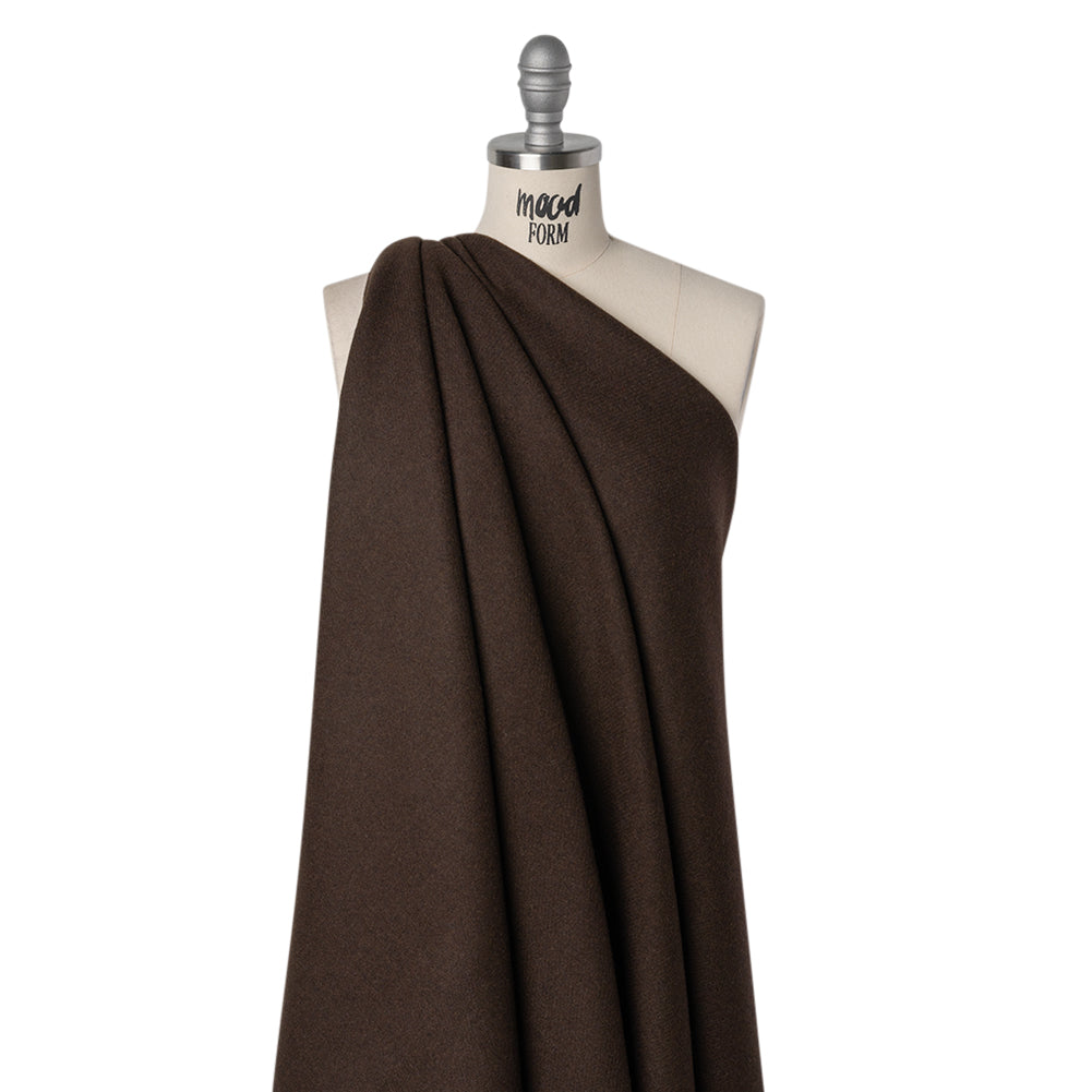 Recycled Brushed Wool Blend Twill Coating - Dark Brown - Made in Italy - Maeve Collection - Joann Fabrics