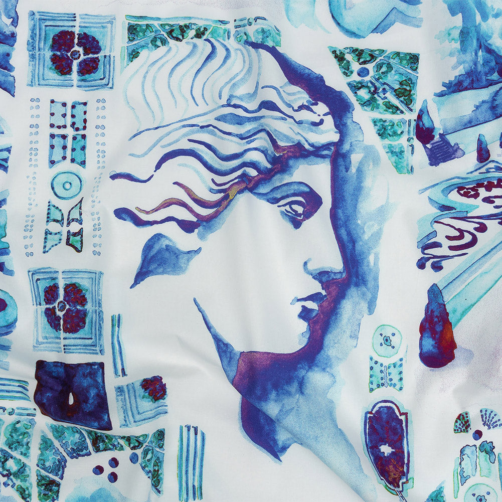 Mood Exclusive Blue Jardins de Versailles Stretch Cotton Poplin - Joann Fabrics