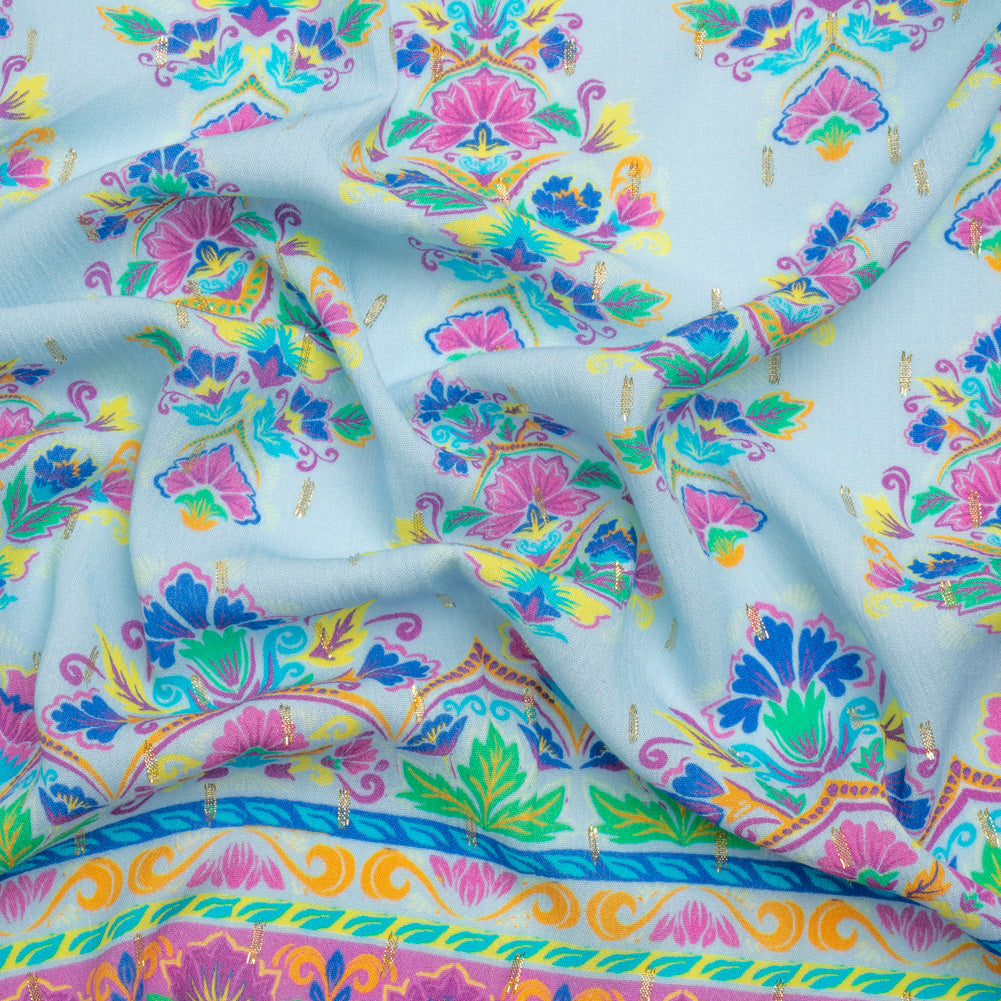 Mood Exclusive Sky Floral Feast Metallic Dotted Crinkled Viscose Crepe - Joann Fabrics