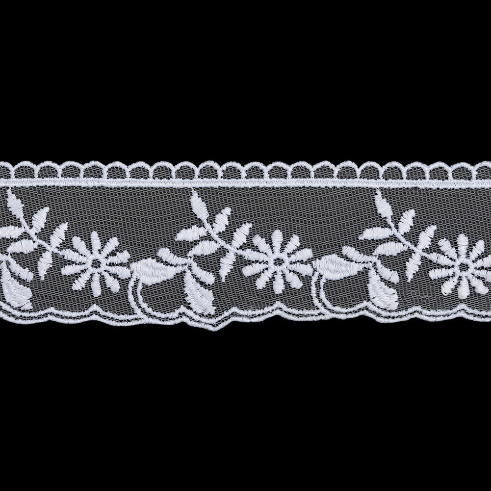 Embroidered Lace Tulle Trim with Scalloped Edges - 2