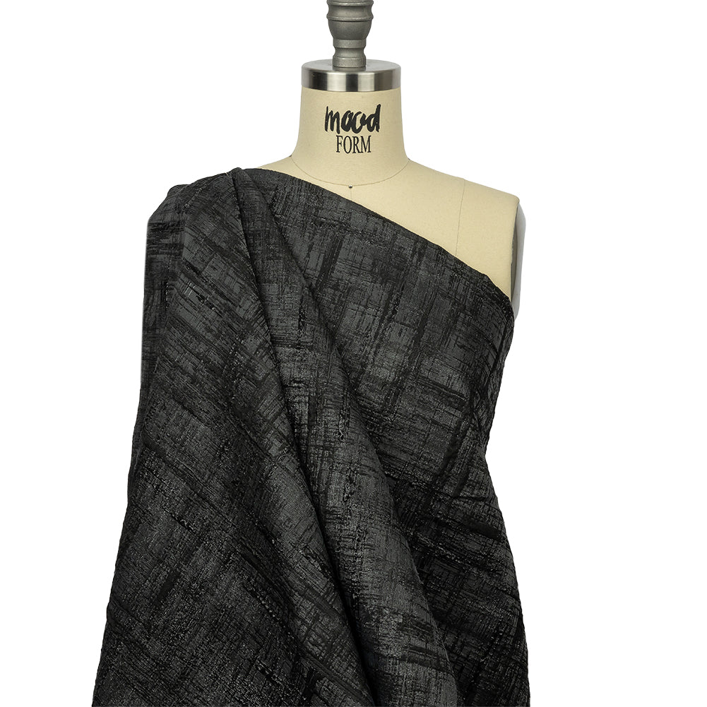 Metallic Black and Charcoal Crosshatching Luxury Brocade - Joann Fabrics