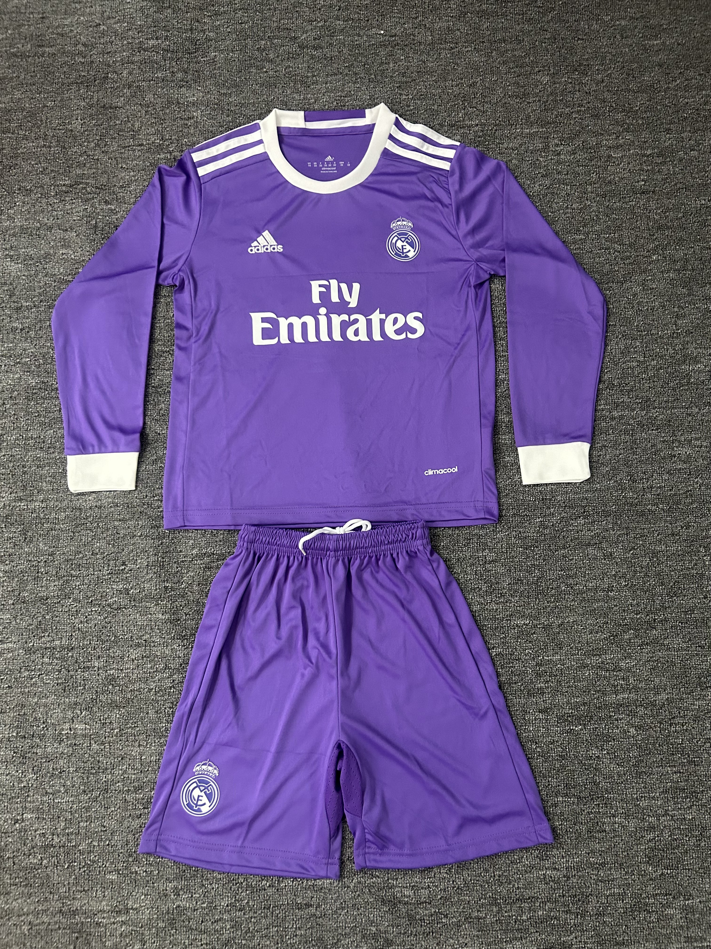 2016/2017 Retro Long Sleeve Real Madrid Away Football Shirt 1:1 Thai Quality Kids Size