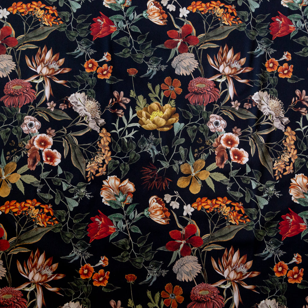 Stretch Cotton Sateen - Black Floral - Garden of Earthly Delights Print - Mood Exclusive Harvest Collection - Joann Fabrics