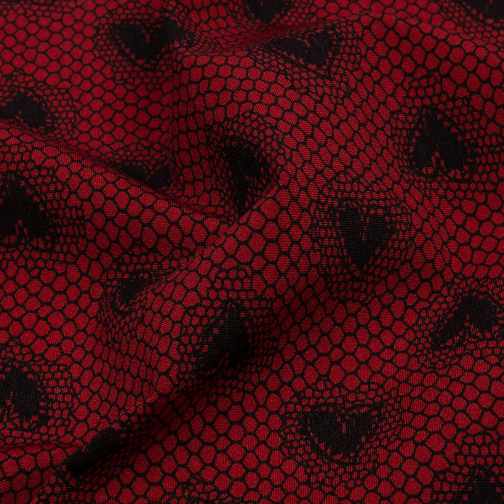 Italian Red and Black Lace Hearts Stretch Nylon Jersey - Joann Fabrics