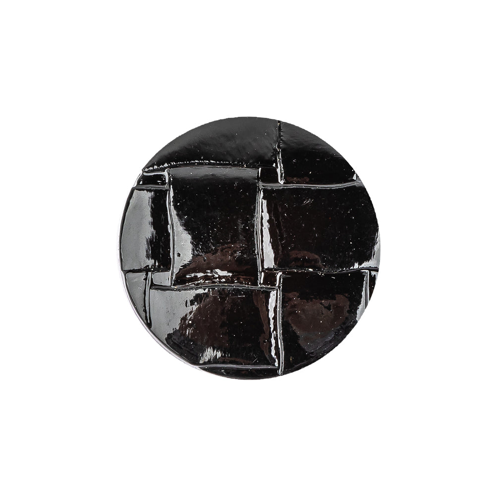 Italian Shiny Black Basketweave Embossed Faux Leather Button - 36L/23mm - Joann Fabrics