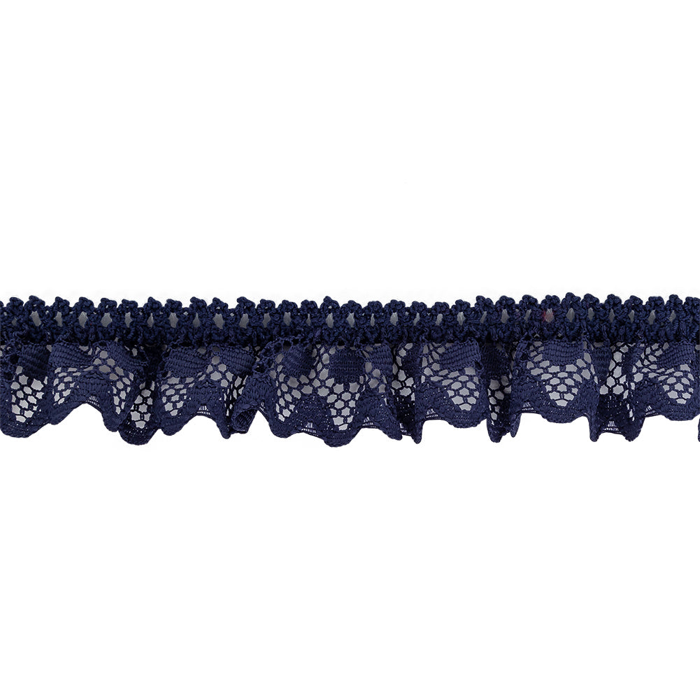 Black Iris Ruffled Stretch Lace Trimming - 1