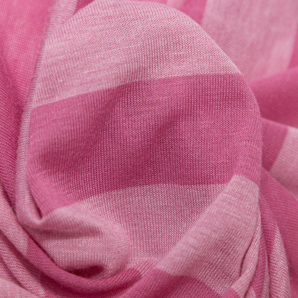 Cashmere Rose and Ibis Rose Awning Striped Tissue-Weight Rayon Jersey - Joann Fabrics