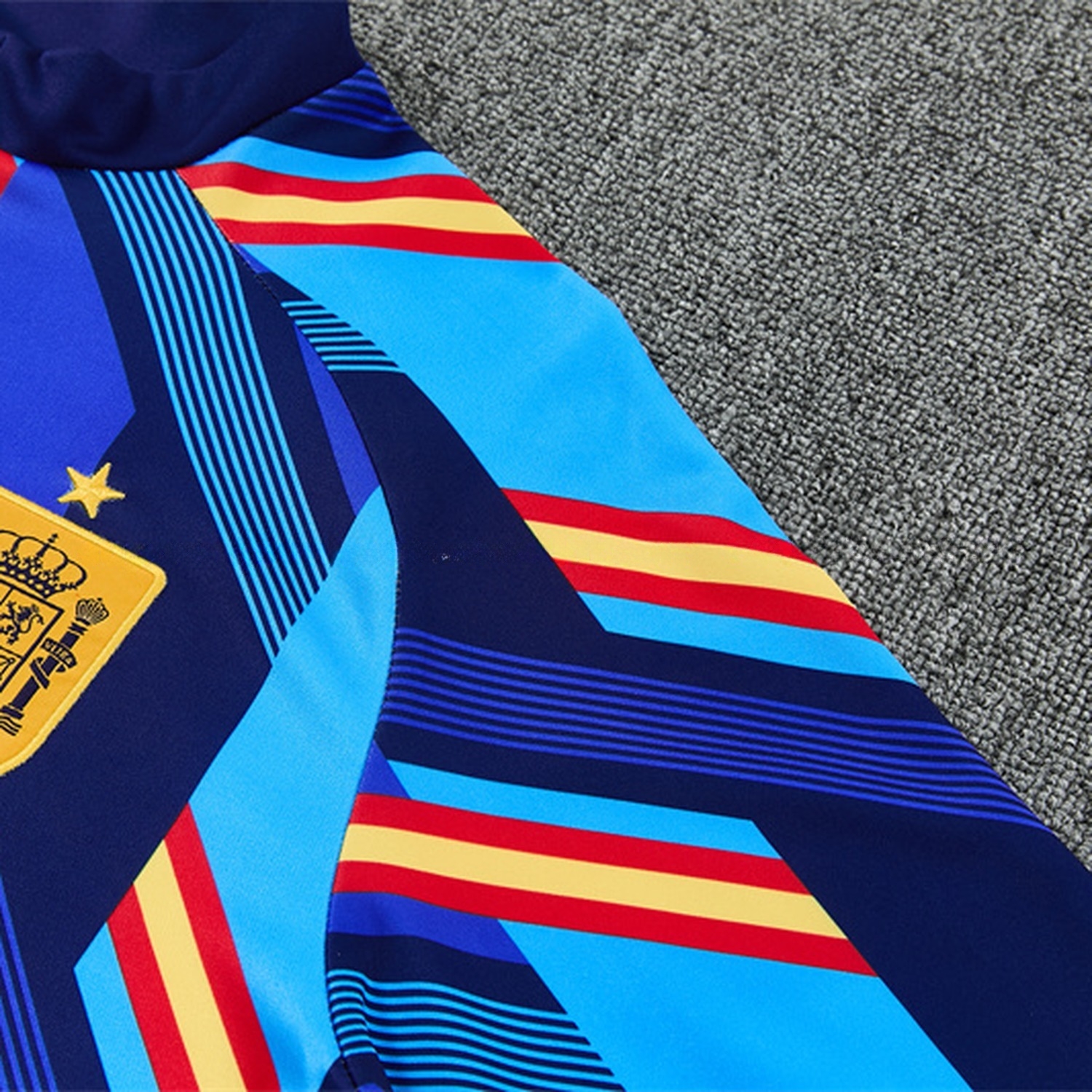 Spain 2026 Camouflage Long Sleeve Training Set - Blue Top & Deep Blue Pants - UnitedFutballJersey
