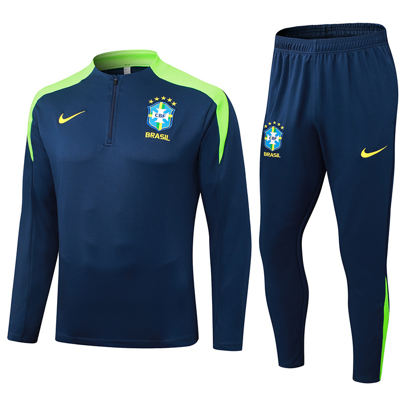 2025/2026 Brazil Half-Pull Training Suit Royal Blue Jersey Set