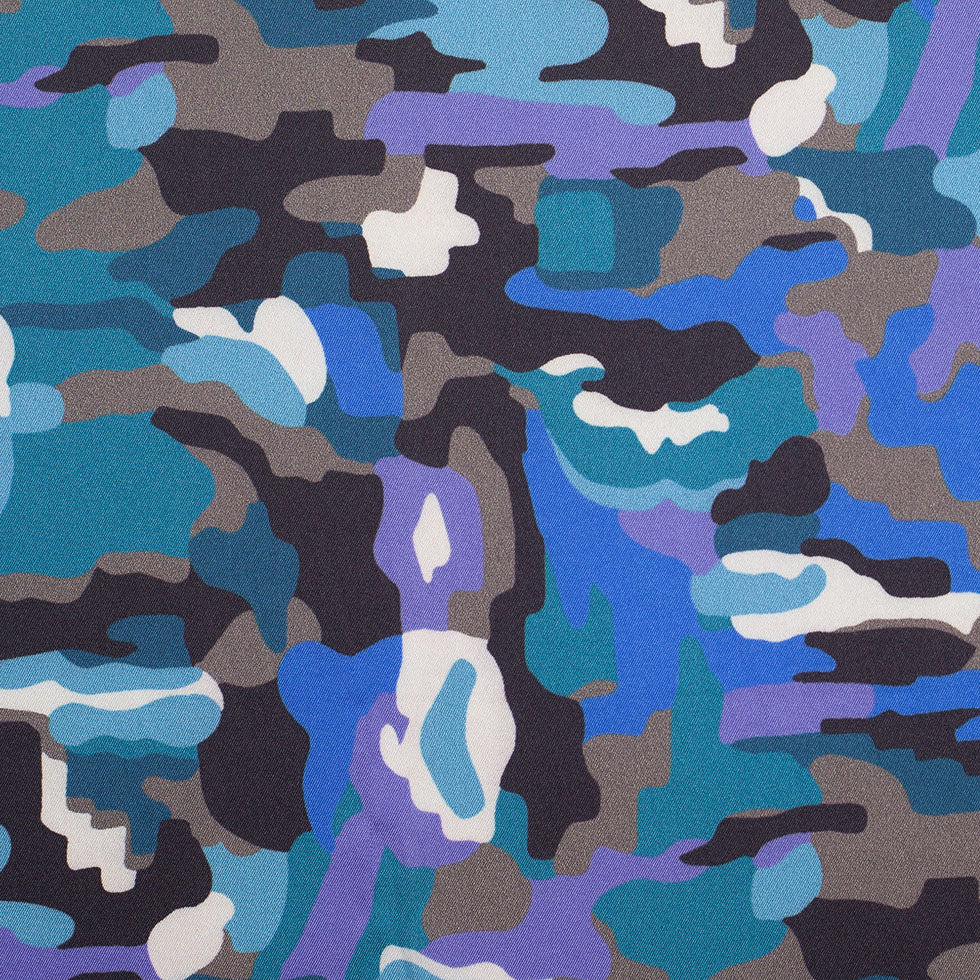 NYC Designer Teal Camo Poly Charmeuse - Joann Fabrics