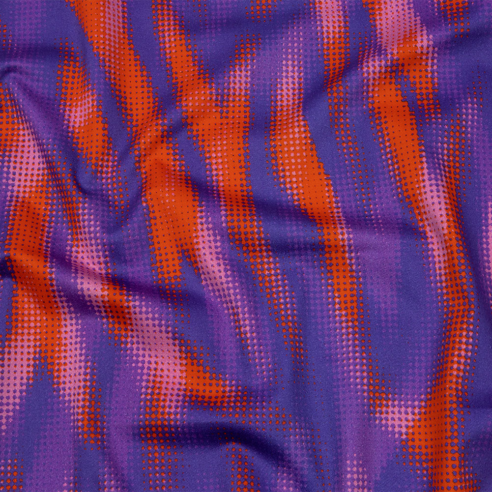 Stretch Cotton Sateen - Red and Purple Halftone Animal Stripes - Comic Glitch Print - Mood Exclusive Groove Collection - Joann Fabrics