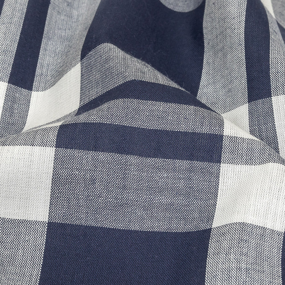 Navy and White Plaid Cotton Shirting - Joann Fabrics