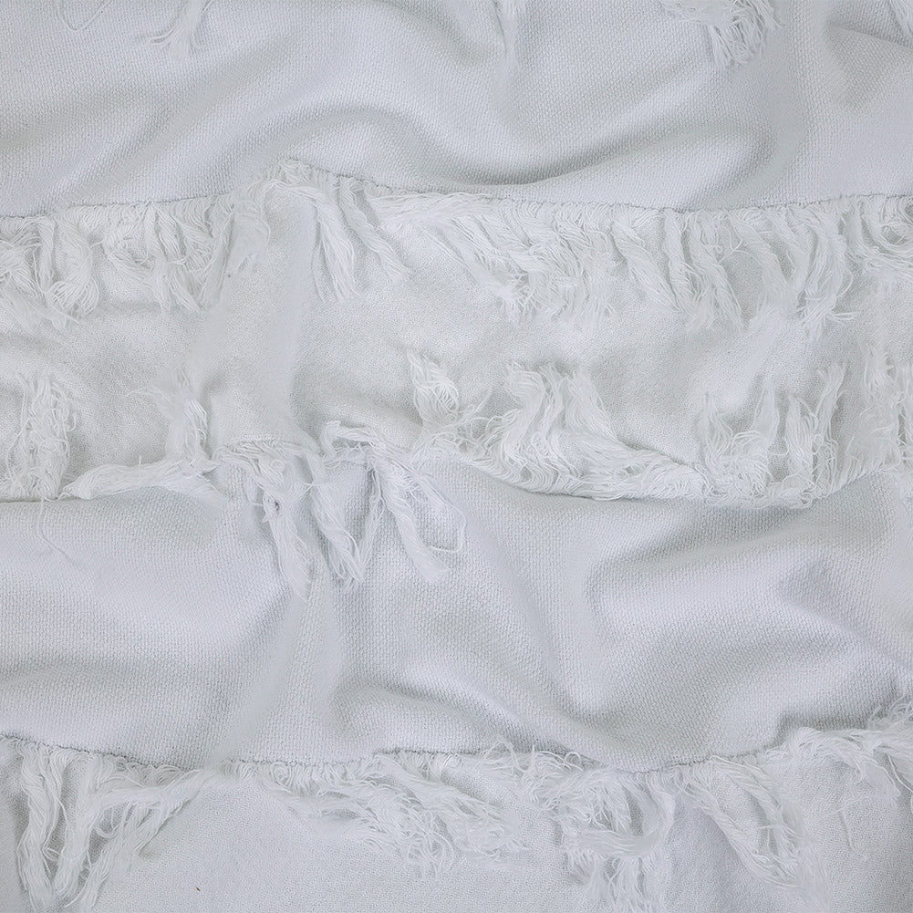 Italian White Cotton Canvas with Fringe Stripes - Joann Fabrics