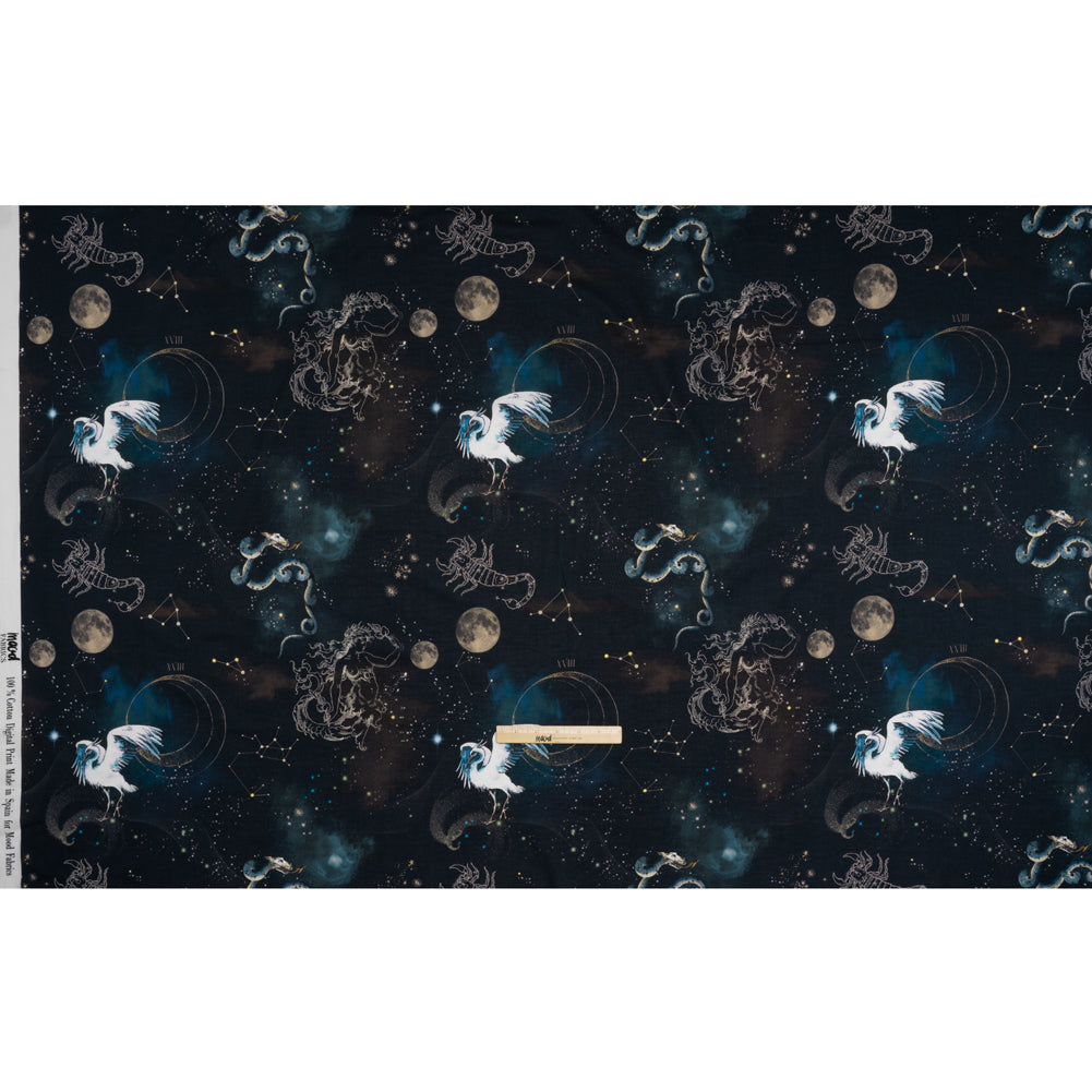Cotton Voile - Navy Celestial Birds - Apollo's Disguise Print - Mood Exclusive Gaia Collection - Joann Fabrics