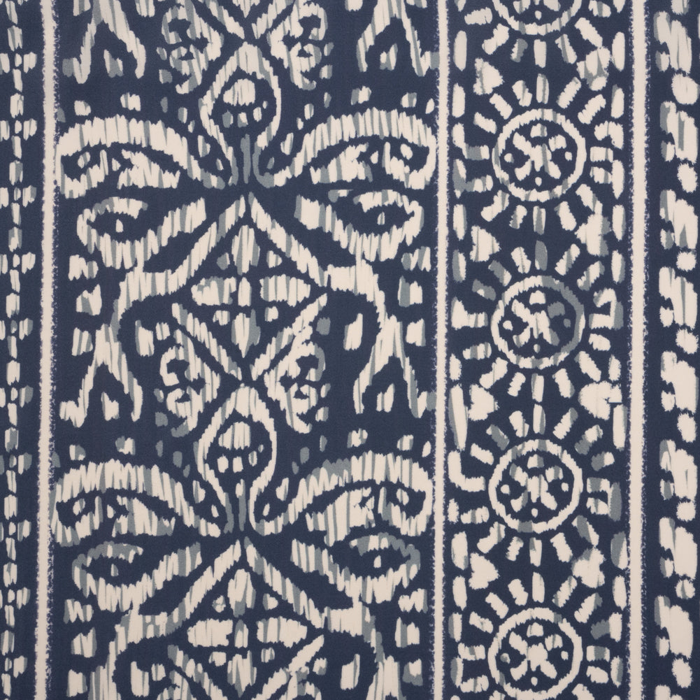 Mood Exclusive Blue Sun Carvings Sustainable Viscose and Polyester Twill - Joann Fabrics